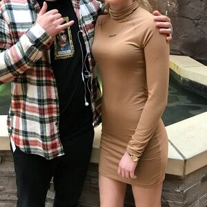 Brown Turtleneck Dress